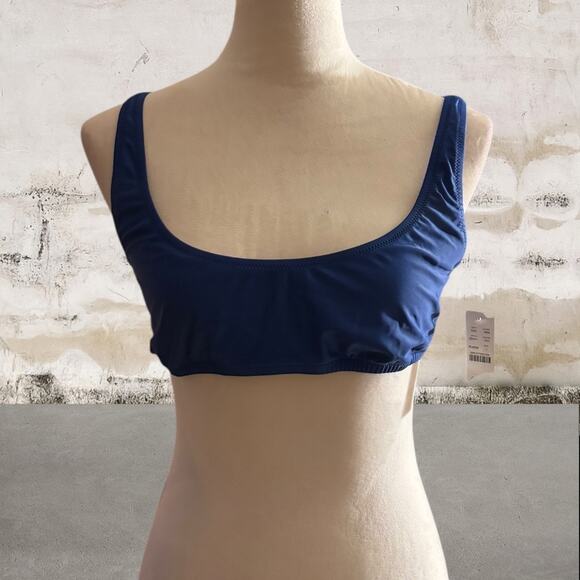 J. Crew NWT Heritage Scoop Neck Bikini Top Womens Navy Blue - Picture 2 of 6